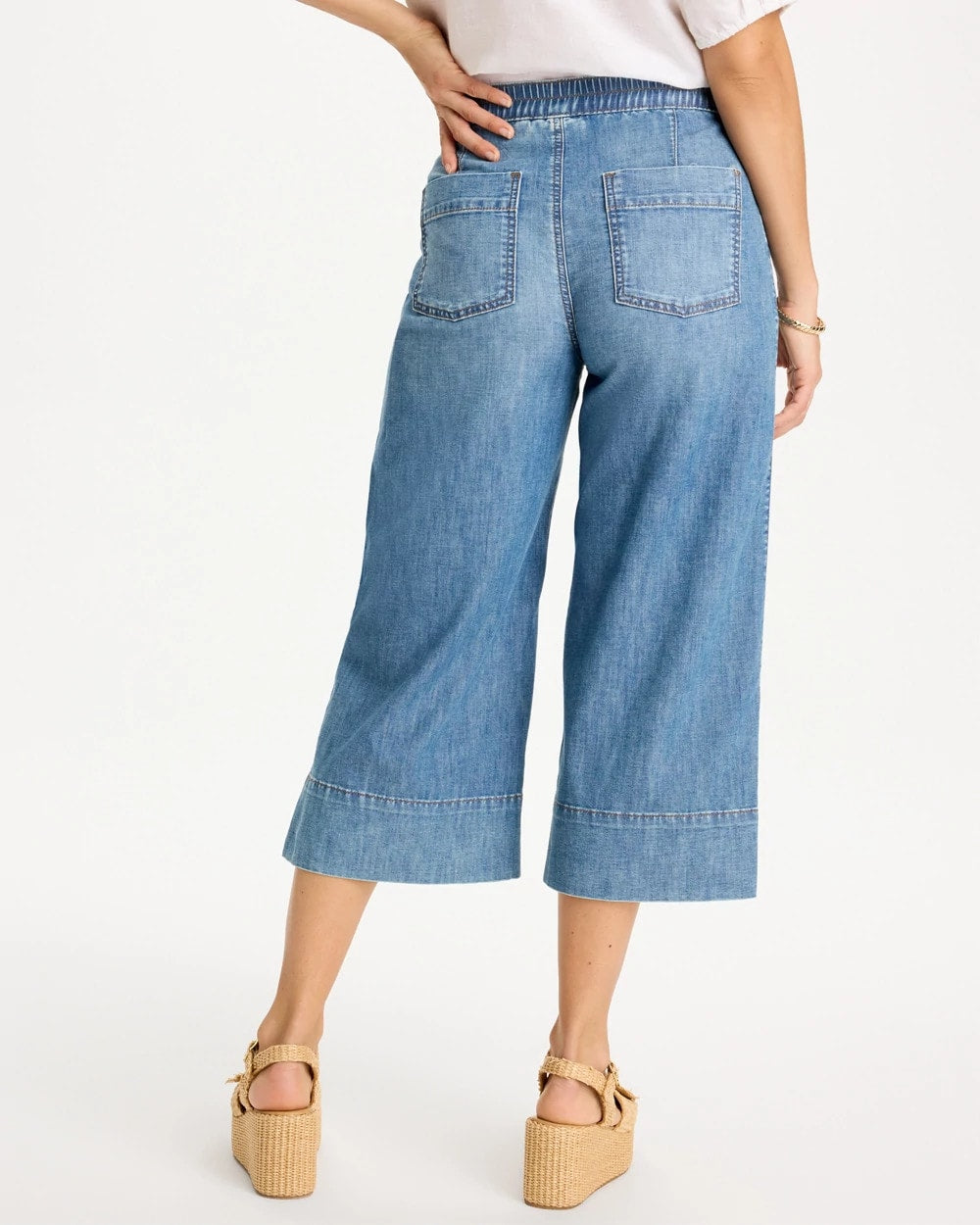 Chico's Lightweight Wide-Leg Capri Jeans Burano Indigo