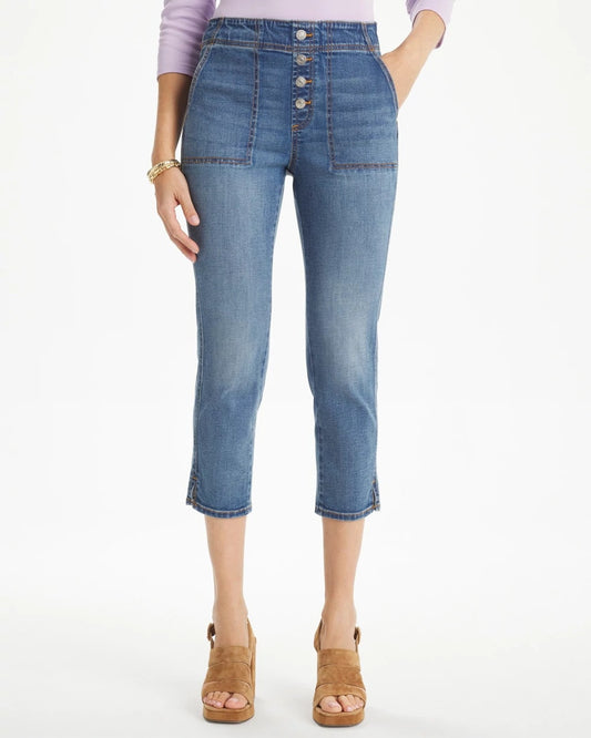 Chico's Pull-On 22" Capri Jeans Aquaria Indigo
