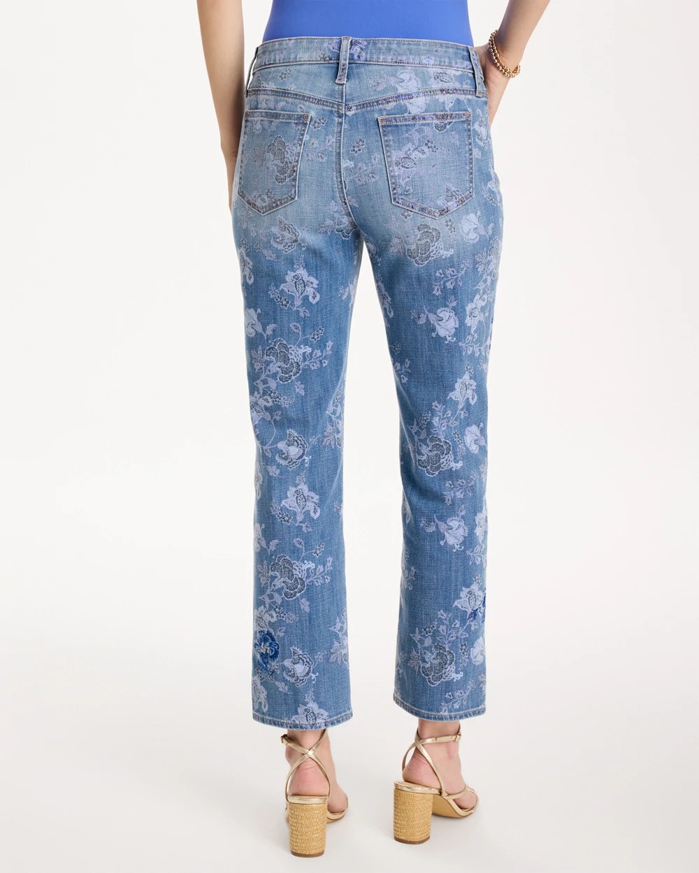 Chico's Embellished Girlfriend Crop Jean Underwater Indigo