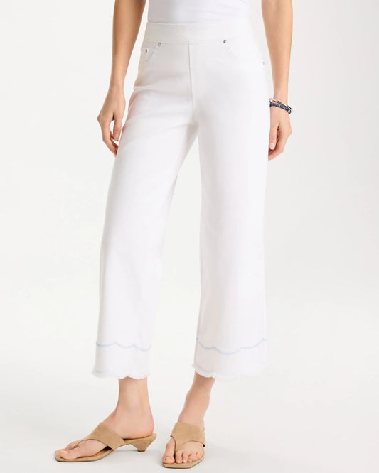 Chico's Pull-On Wide-Leg White Crop Jeans Alabaster