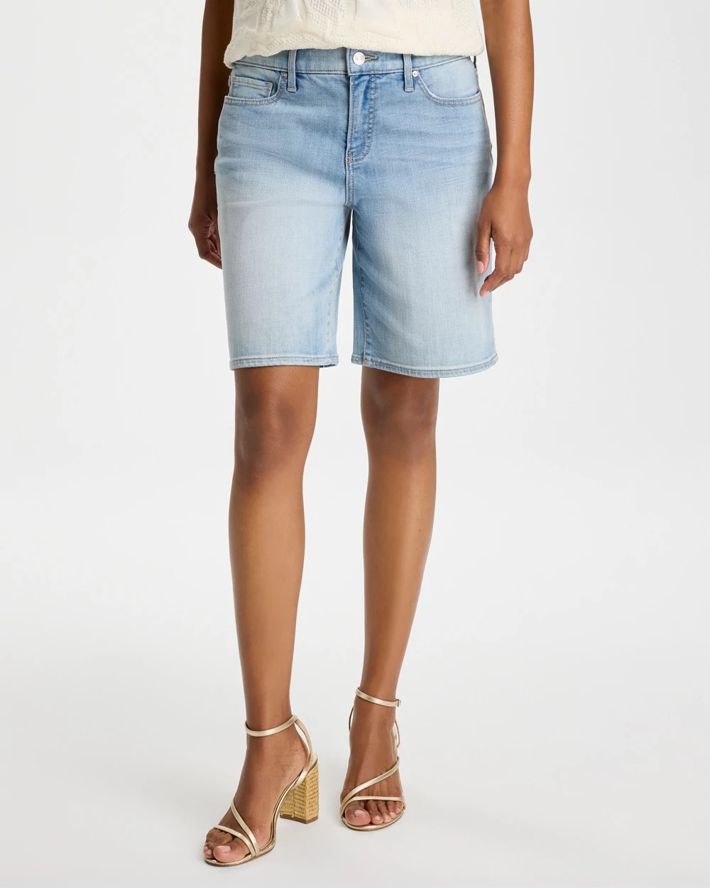 Chico's Girlfriend Slim Indigo Jean Shorts Shasta Indigo