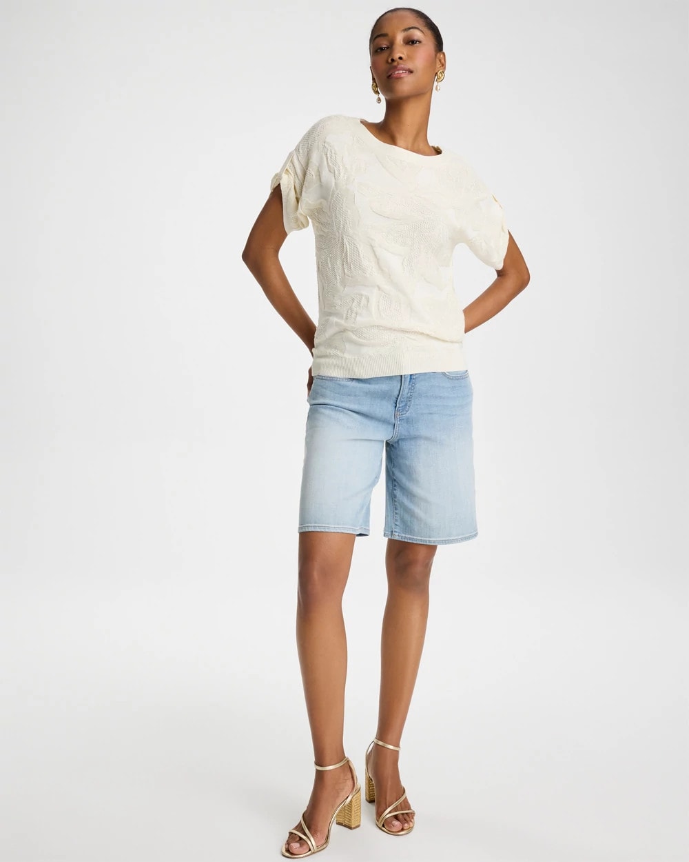 Chico's Girlfriend Slim Indigo Jean Shorts Shasta Indigo