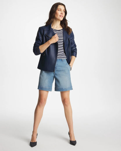 Chico's Denim Trouser Shorts Monaco Indigo