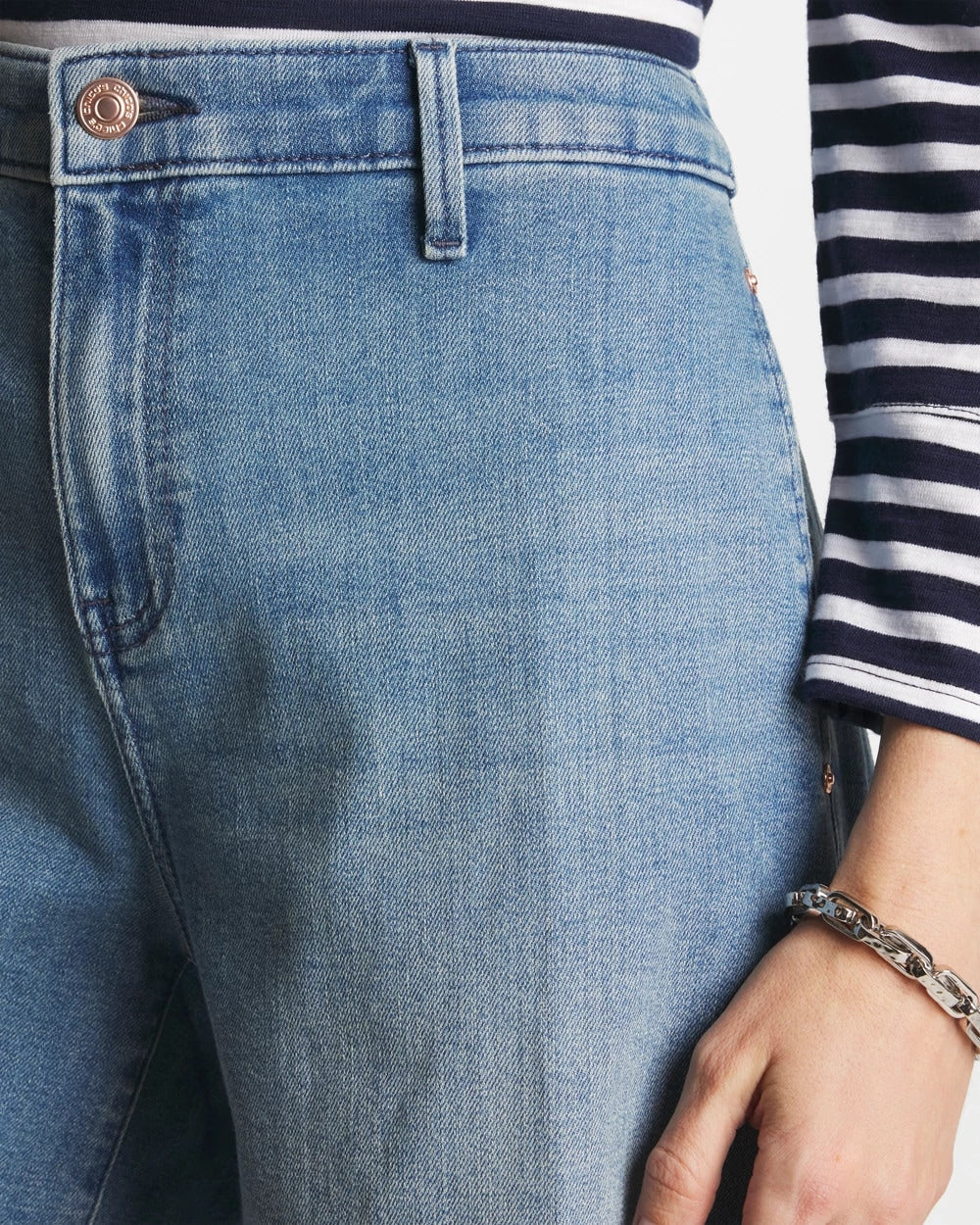 Chico's Denim Trouser Shorts Monaco Indigo