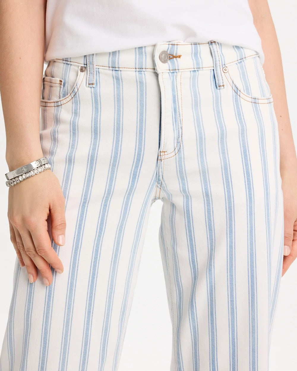Chico's Striped Relaxed Boyfriend Jean Bungalow Indigo Stripe