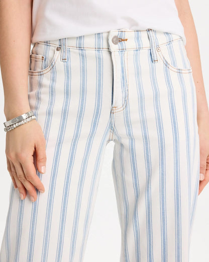 Chico's Striped Relaxed Boyfriend Jean Bungalow Indigo Stripe