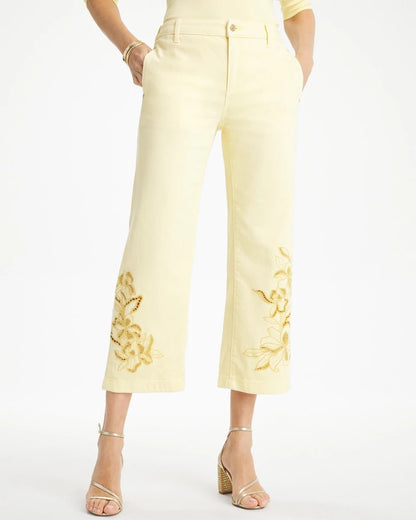 Chico's Trouser Cutwork Crop Jeans Golden Haze