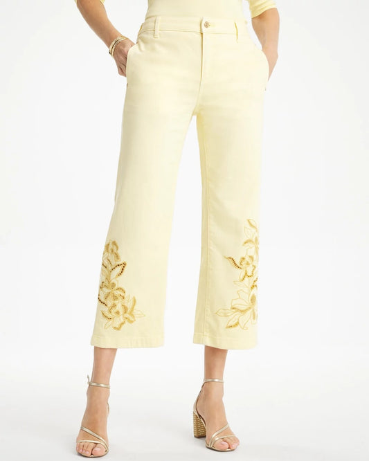 Chico's Trouser Cutwork Crop Jeans Golden Haze