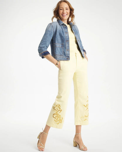 Chico's Trouser Cutwork Crop Jeans Golden Haze