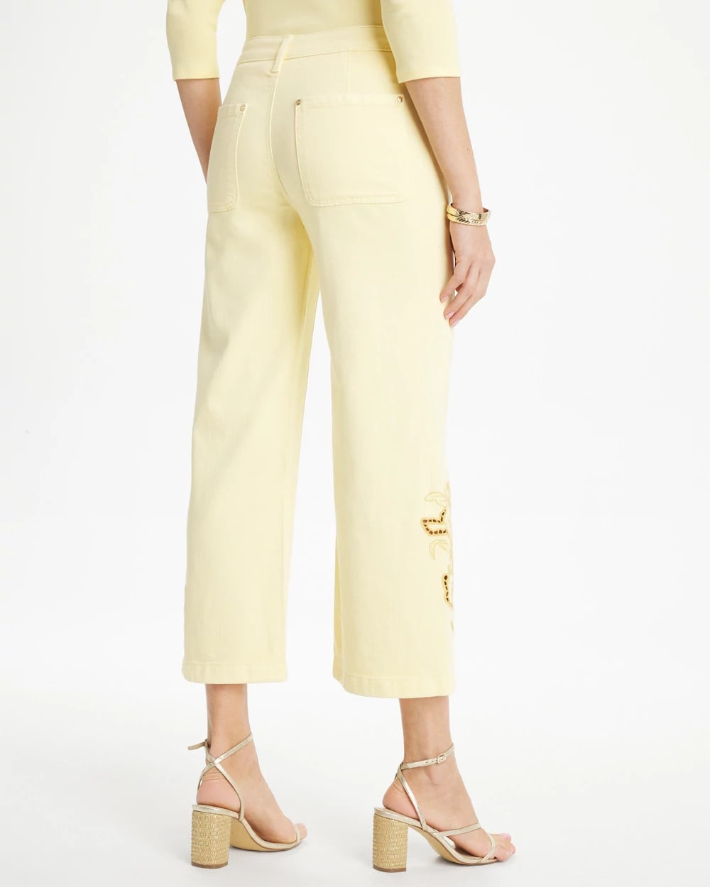 Chico's Trouser Cutwork Crop Jeans Golden Haze