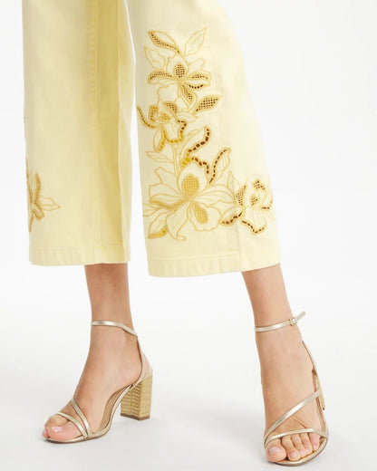 Chico's Trouser Cutwork Crop Jeans Golden Haze