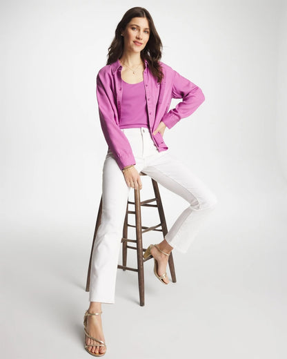 Chico's Cropped Girlfriend Kick Flare Jeans Alabaster
