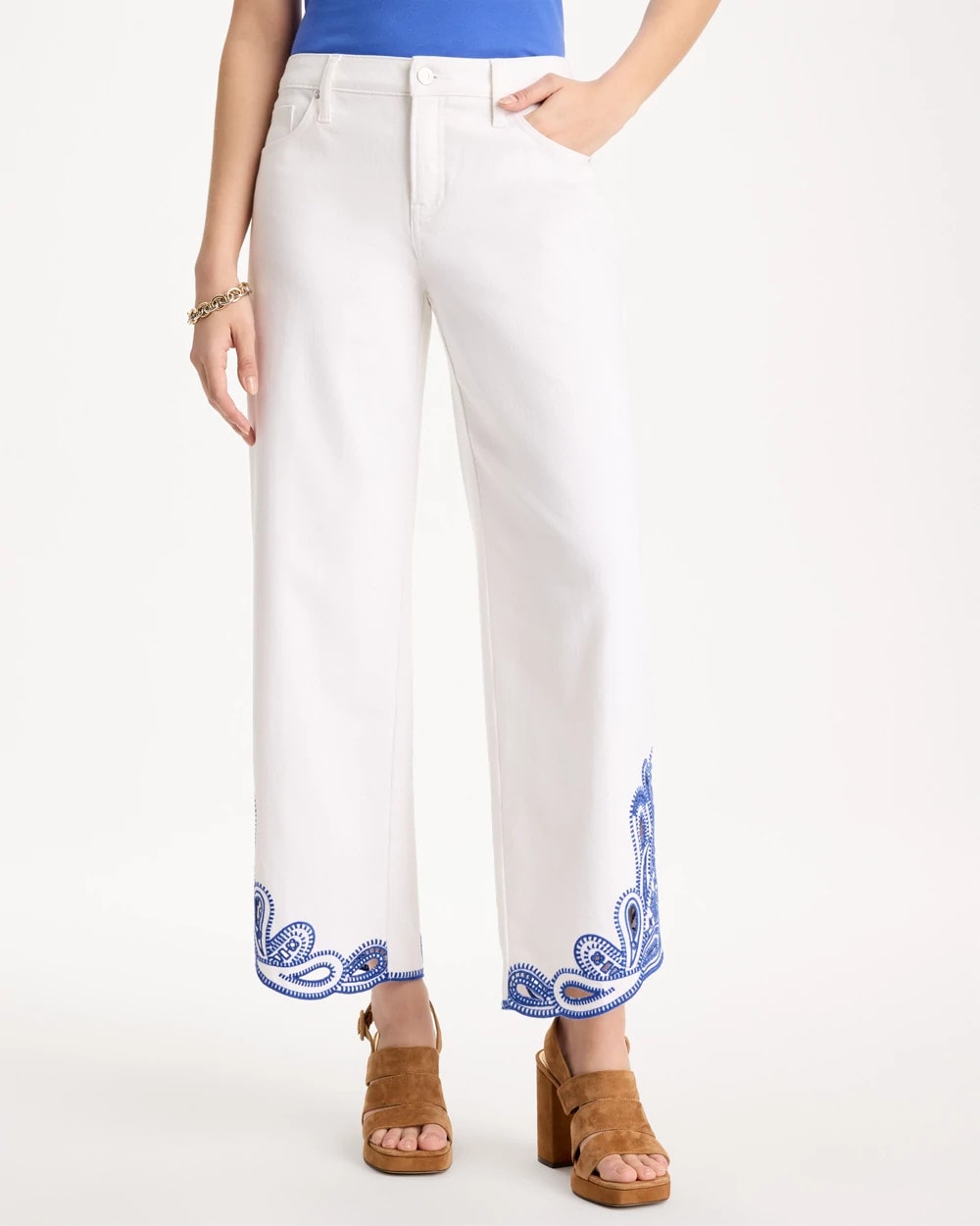 Chico's Girlfriend Wide-Leg Cutout Crop Jean Alabaster