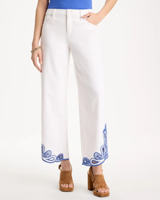 Chico's Girlfriend Wide-Leg Cutout Crop Jean Alabaster