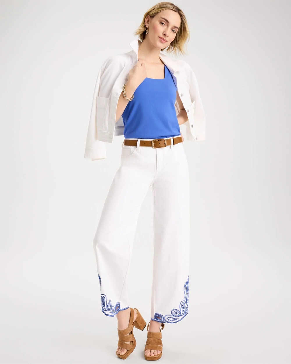 Chico's Girlfriend Wide-Leg Cutout Crop Jean Alabaster