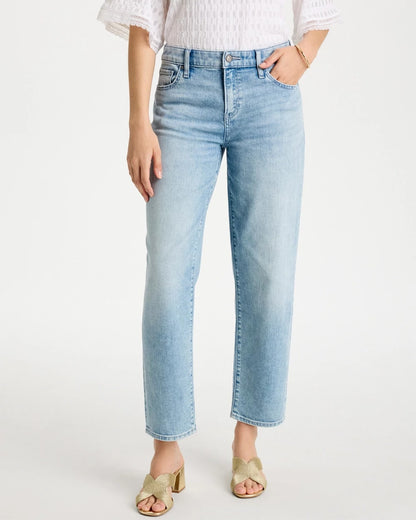 Chico's Relaxed Boyfriend Rolled Hem Jean Bahama Indigo