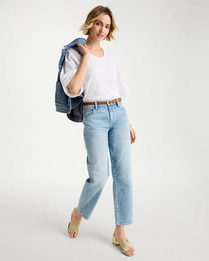 Chico's Relaxed Boyfriend Rolled Hem Jean Bahama Indigo