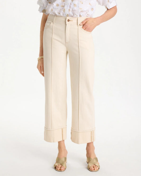 Chico's Pintuck Cuffed Cropped Jeans Neutral