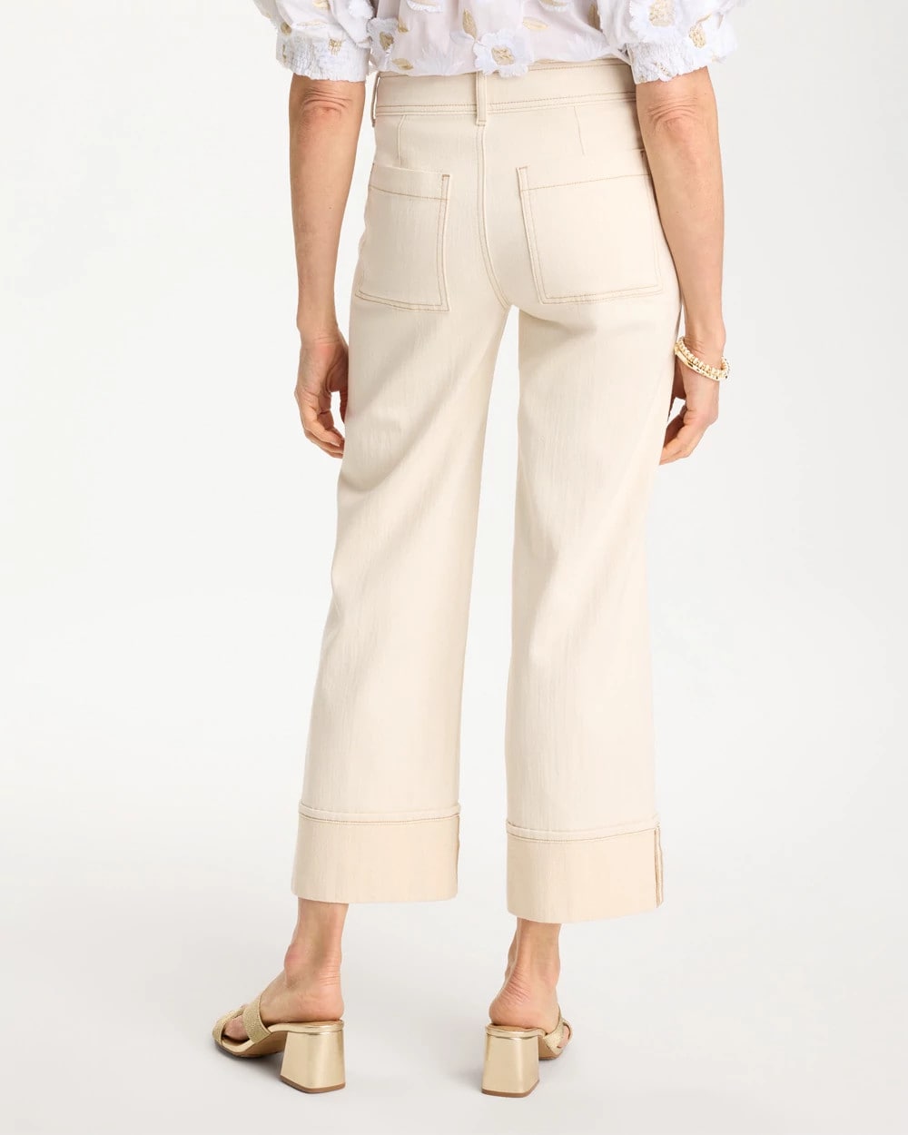 Chico's Pintuck Cuffed Cropped Jeans Neutral