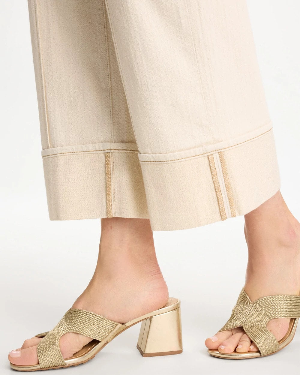 Chico's Pintuck Cuffed Cropped Jeans Neutral