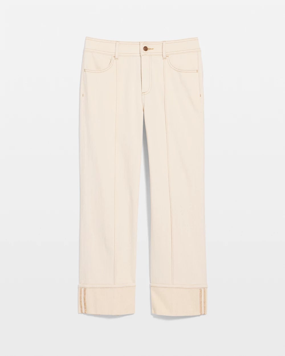 Chico's Pintuck Cuffed Cropped Jeans Neutral
