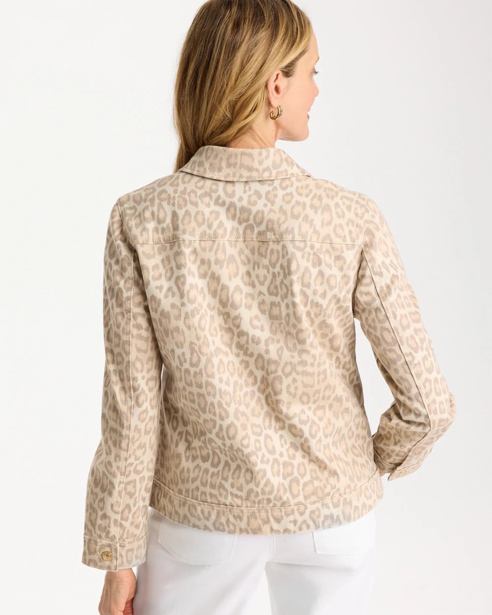 Chico's Denim Leopard Print Jacket Classic Animal