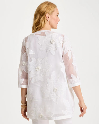 Chico's Travelers™ Collection Floral Applique Jacket Travelers Winter Drift