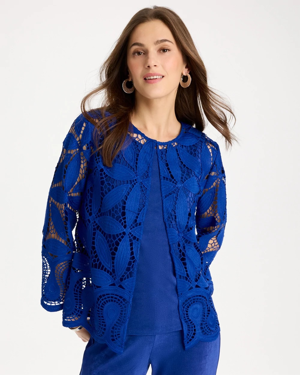 Chico's Travelers™ Collection Macramé Lace Jacket Rich Cobalt