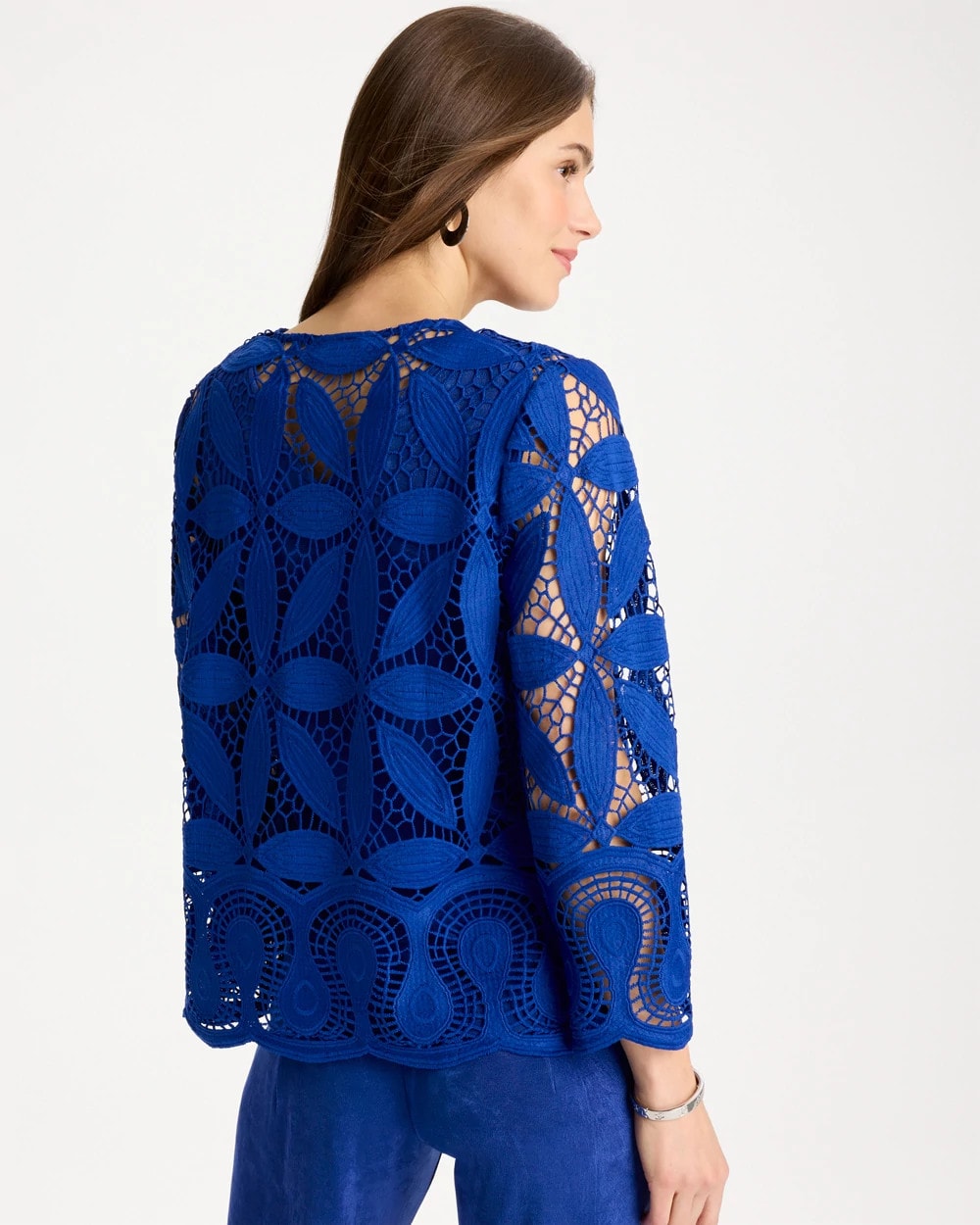 Chico's Travelers™ Collection Macramé Lace Jacket Rich Cobalt