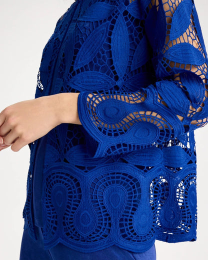 Chico's Travelers™ Collection Macramé Lace Jacket Rich Cobalt