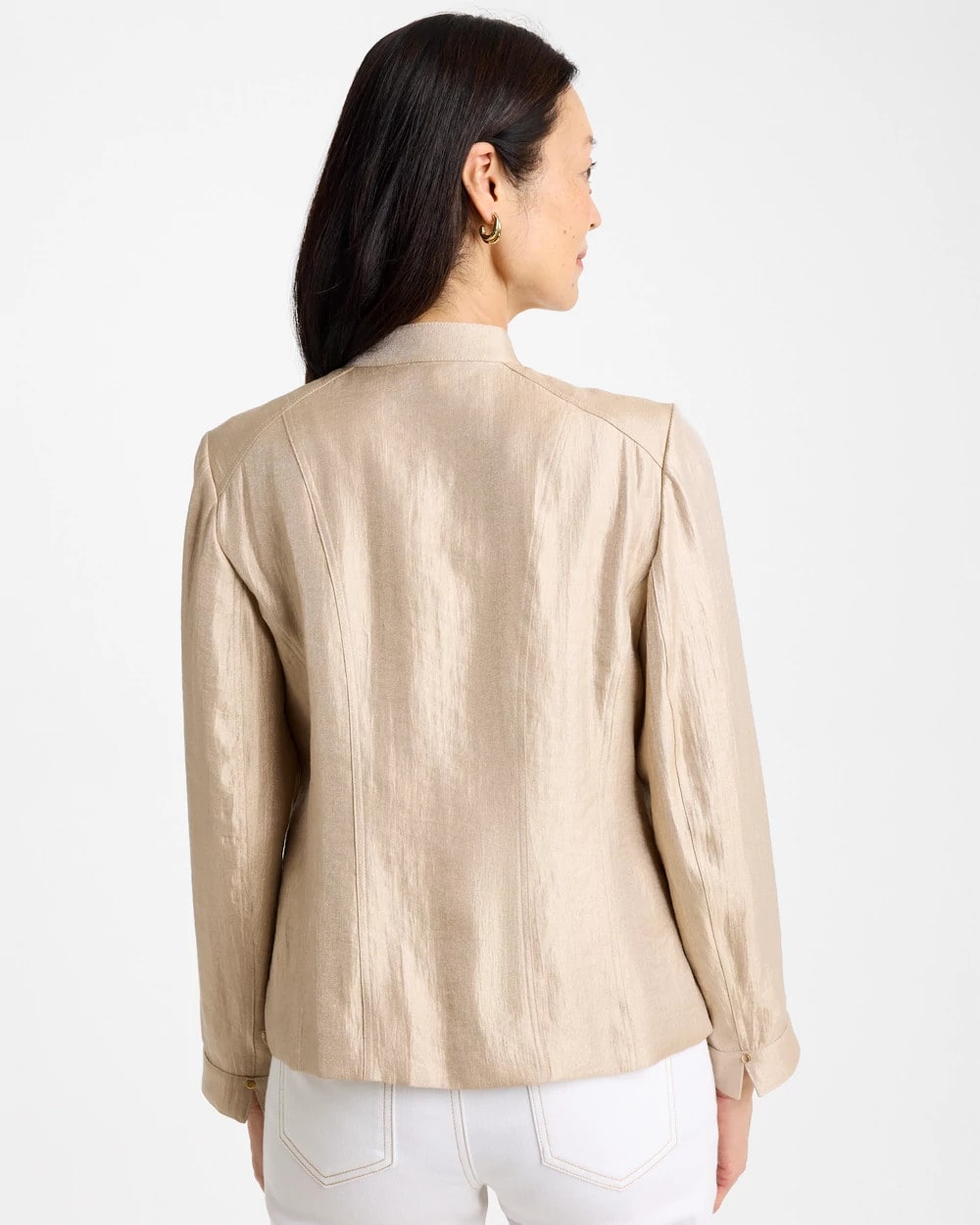 Chico's Sheen Stand Collar Jacket Khaki