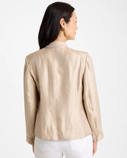 Chico's Sheen Stand Collar Jacket Khaki
