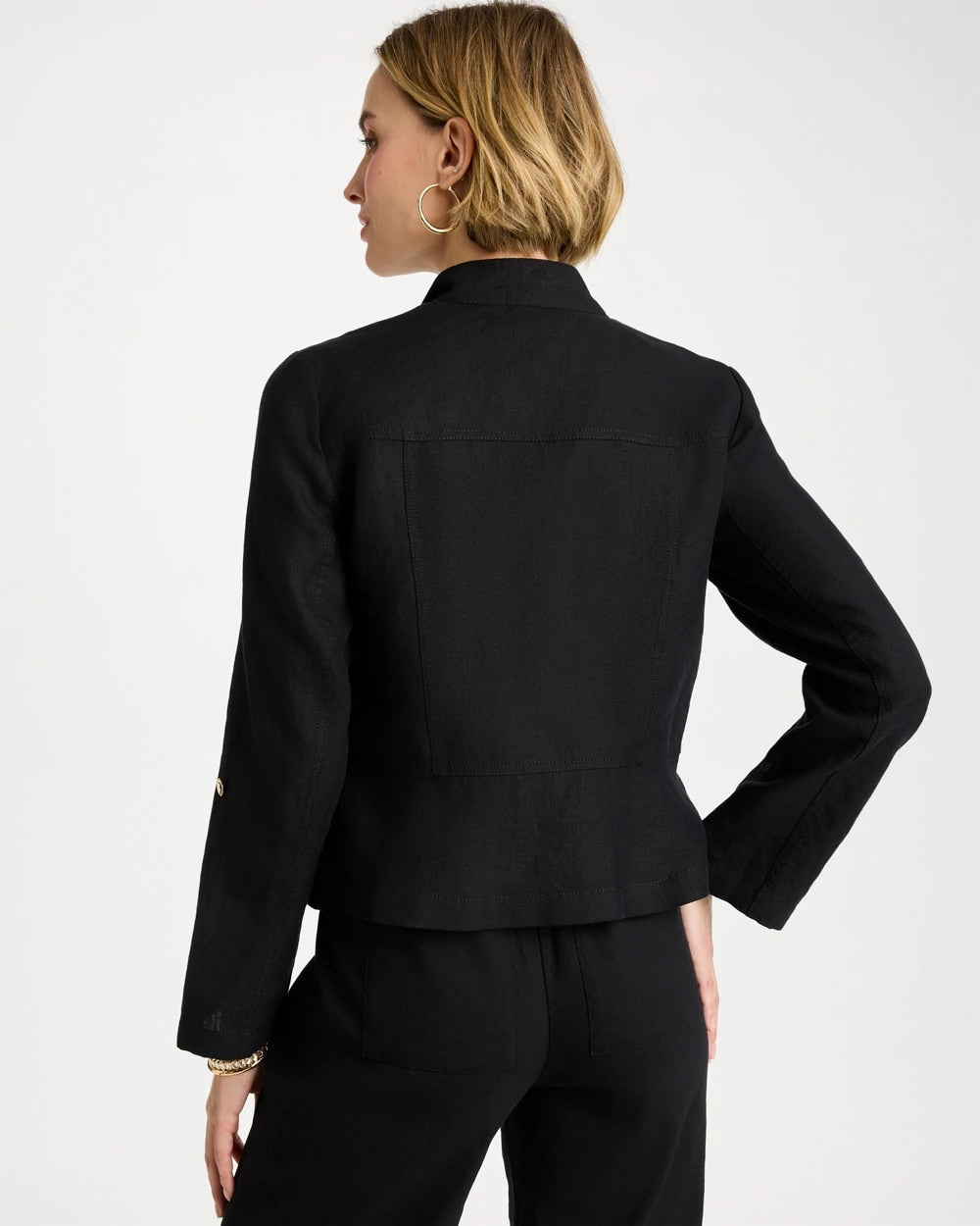 Chico's Linen Moto Jacket Black