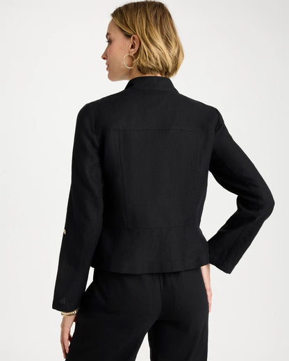 Chico's Linen Moto Jacket Black