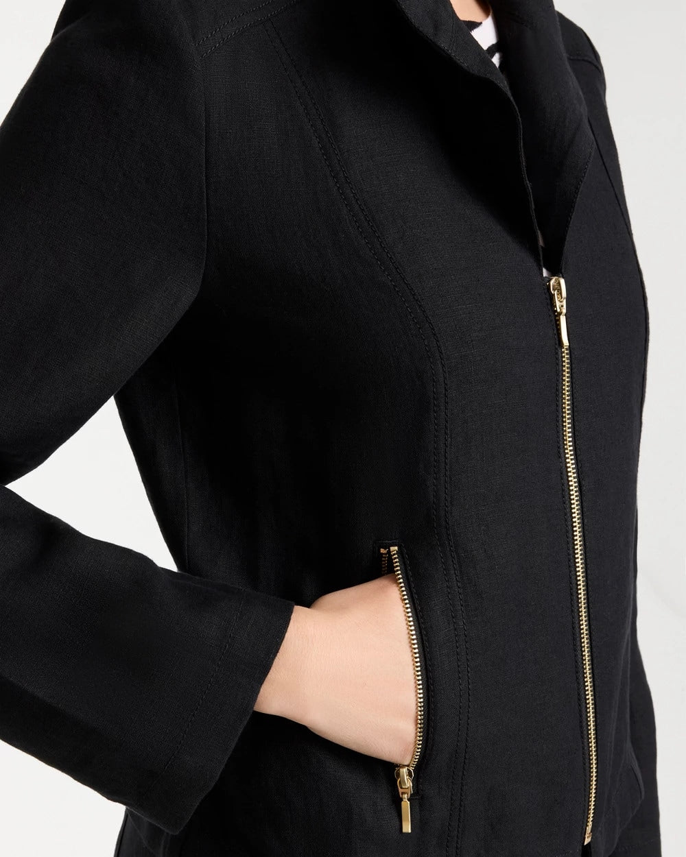 Chico's Linen Moto Jacket Black