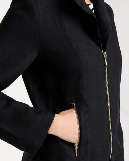 Chico's Linen Moto Jacket Black