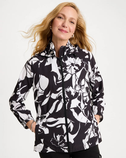 Chico's Zenergy® Ripstop Floral Nights Anorak Jacket Black