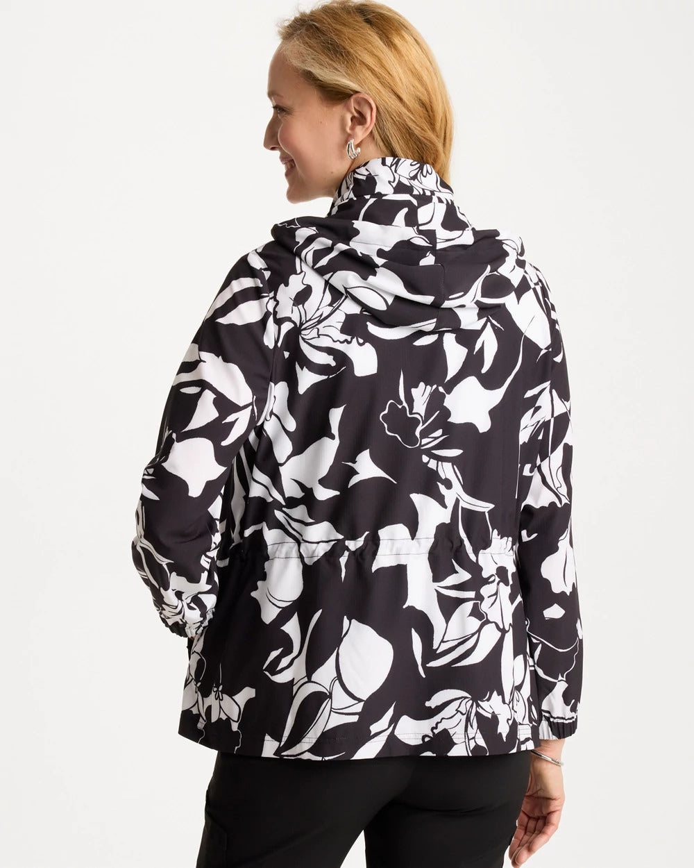Chico's Zenergy® Ripstop Floral Nights Anorak Jacket Black