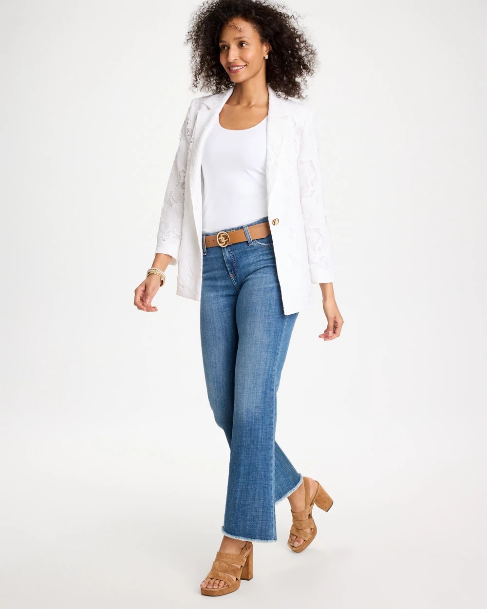 Chico's Classic Lace Blazer Alabaster