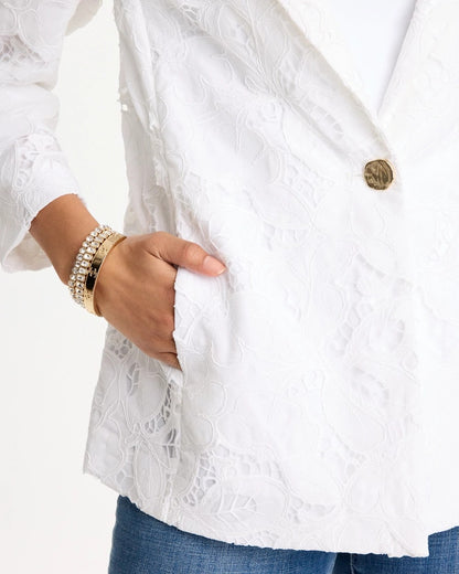 Chico's Classic Lace Blazer Alabaster