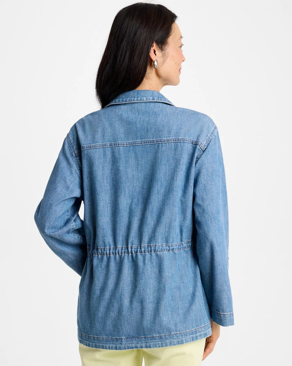 Chico's Denim Cinch Waist Jacket Burano Indigo