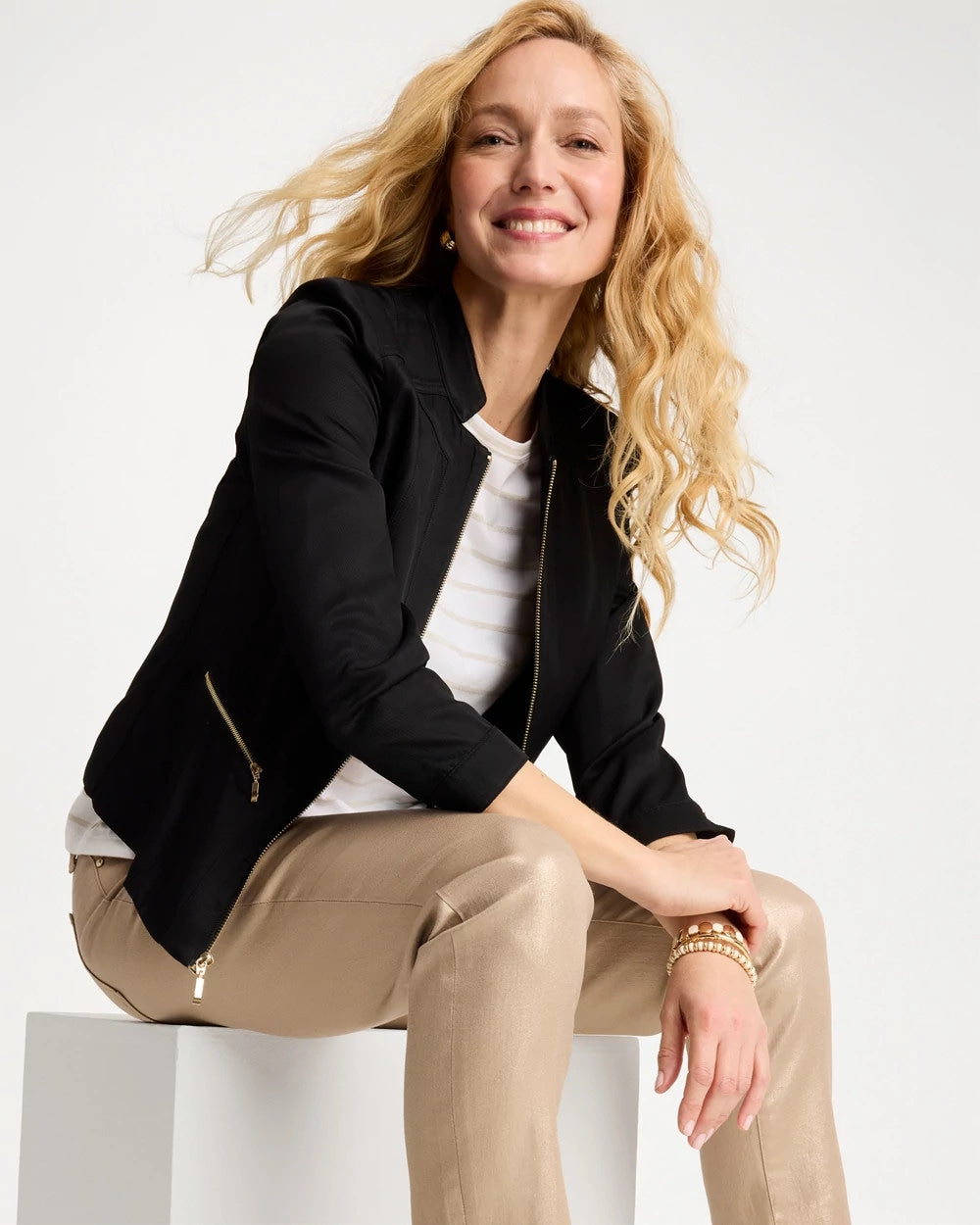 Chico's Textured Shine Jacket Black