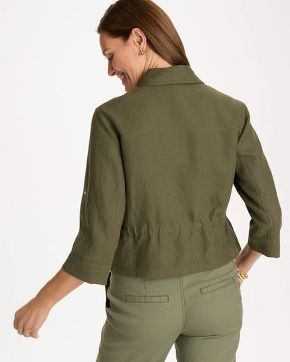 Chico's Linen Cargo Jacket Olive