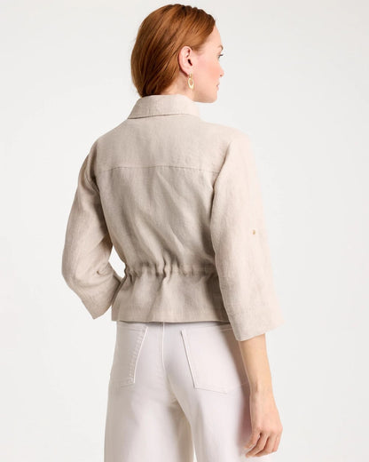 Chico's Linen Cargo Jacket Oatmeal