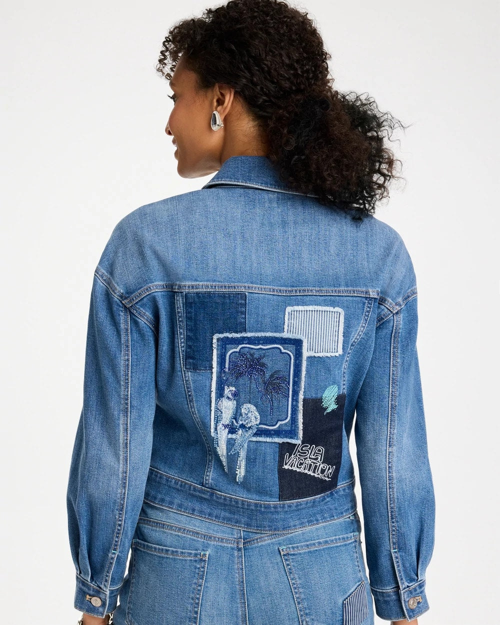 Chico's Denim Parrot Pocket Jacket Underwater Indigo
