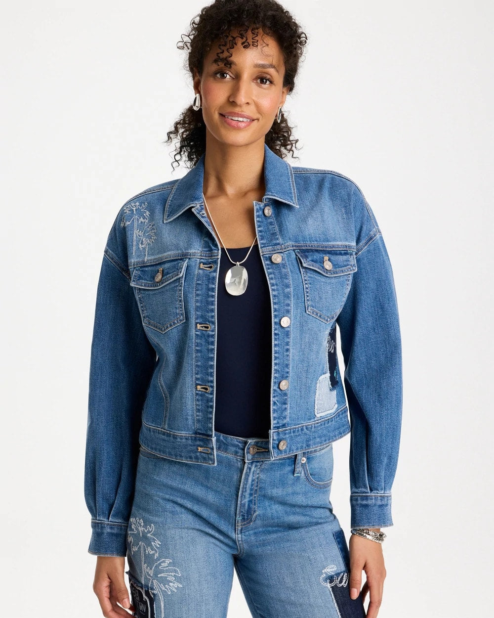 Chico's Denim Parrot Pocket Jacket Underwater Indigo