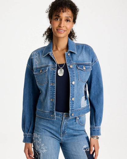 Chico's Denim Parrot Pocket Jacket Underwater Indigo