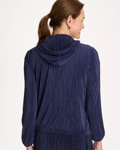 Chico's Zenergy® Micro Plisse Hooded Jacket Passport Blue