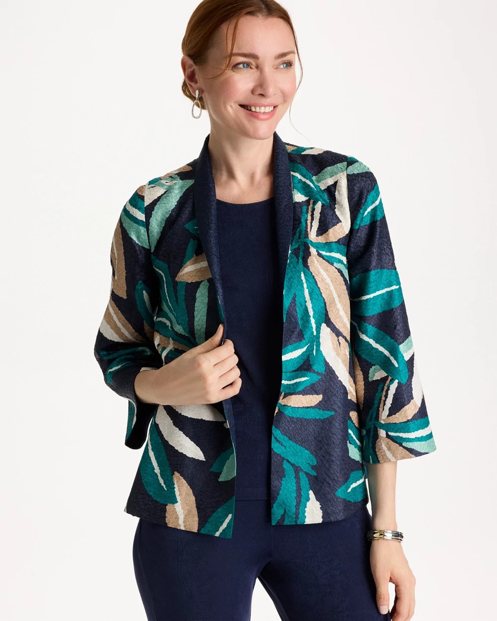 Chico's Travelers™ Collection Palm Crushed Jacket Kings Navy