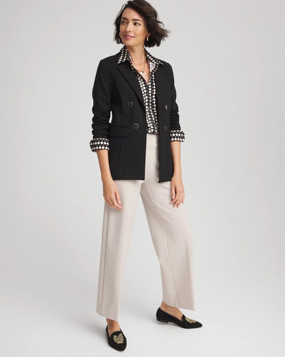 Chico's Ponte Double-Breasted Knit Blazer Black